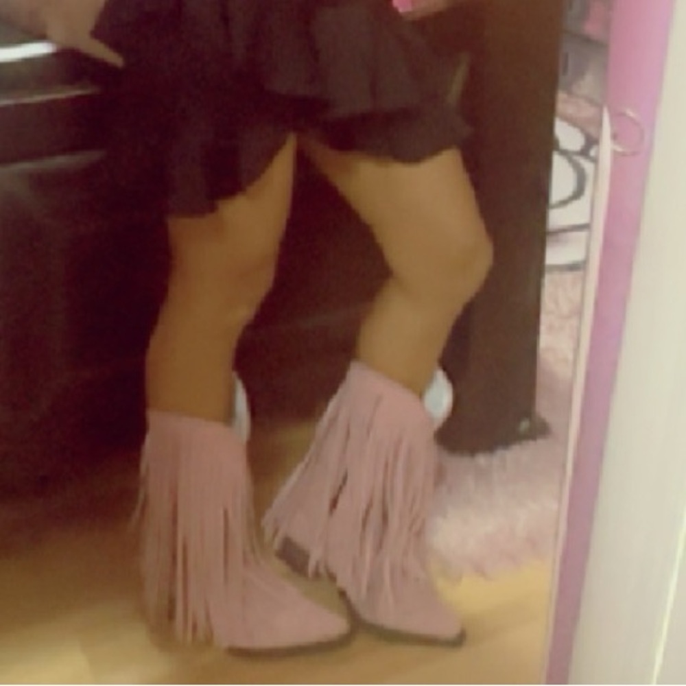 Dolls Kill Pink Fringe Western Boots - Picture 12 of 12